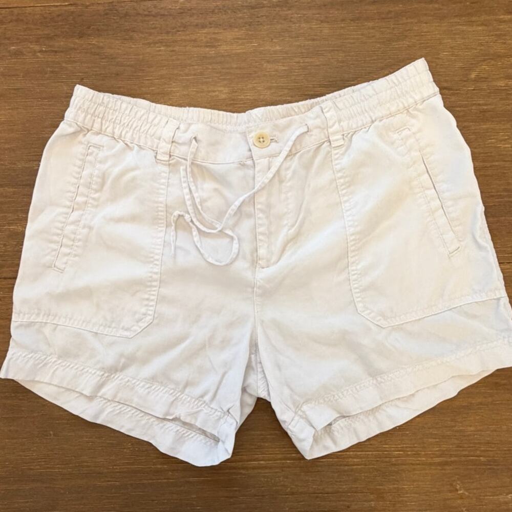 Ralph Lauren Women’s White Linen Blend Drawstring Shorts Elastic Waist 10 p